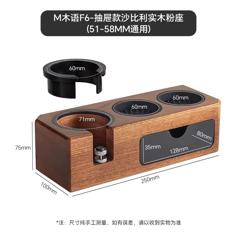 51-58MM Espresso Tamper Station Wooden Coffee Tamper Station with Silicone Mat Anti-Slip Coffee Tamper Holder Barista Accessory