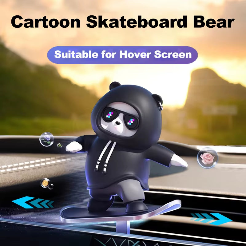 Decorative Skateboarding Bear for Car Dashboard