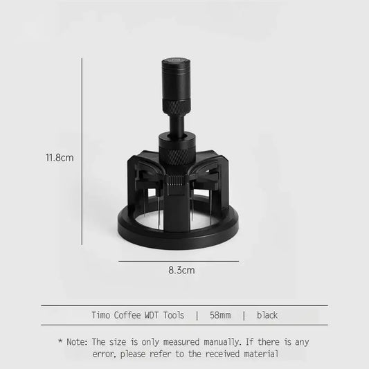 Adjustable Even Coffee Stirring Distribution Tools Rotatable Espresso Hand Tampers for Barista 51/54/58Mm Black