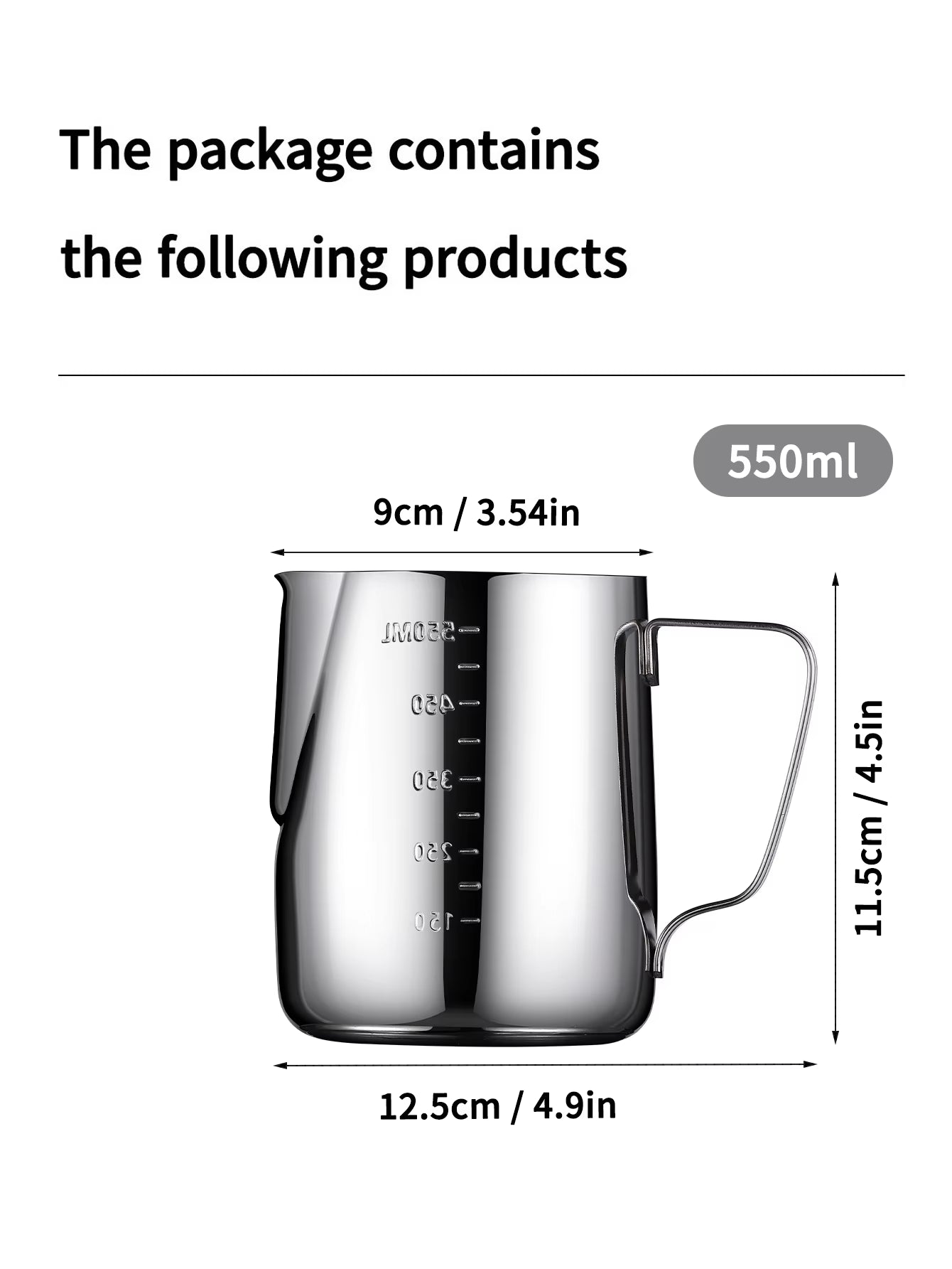 Stainless Steel Milk Frother Jug with Scale Espresso Coffee Milk Frothing for Kitchen Coffee Accessories