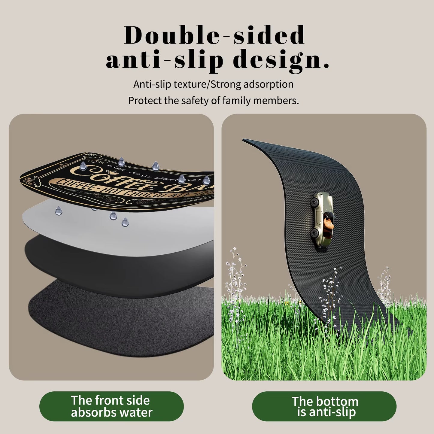 Coffee Machine Mat Absorbent Waterproof Dish Drying Mats for Kitchen Drain Pad Tableware Non-Slip Draining Placemat