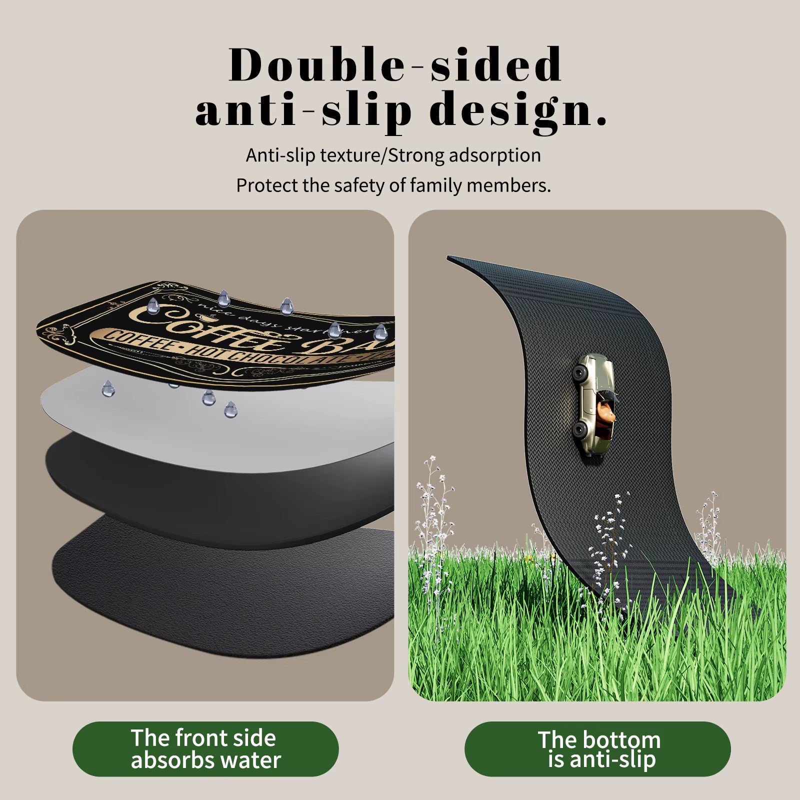 Coffee Machine Mat Absorbent Waterproof Dish Drying Mats for Kitchen Drain Pad Tableware Non-Slip Draining Placemat