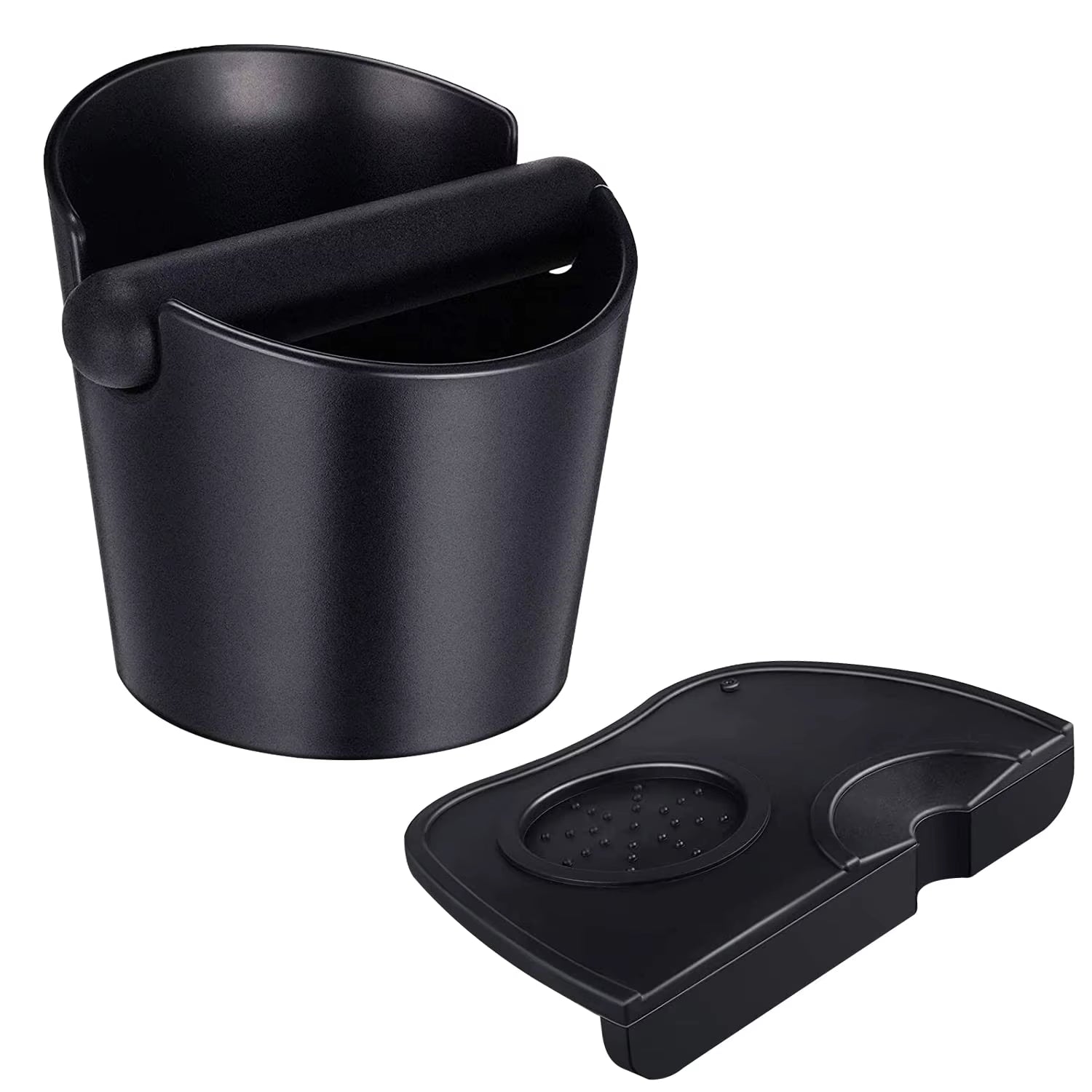 Espresso Knock Box and Coffee Tamper Mat Reliable Barista Tools with Removable Knock Bar Non-Slip Base Espresso Tamper Mat