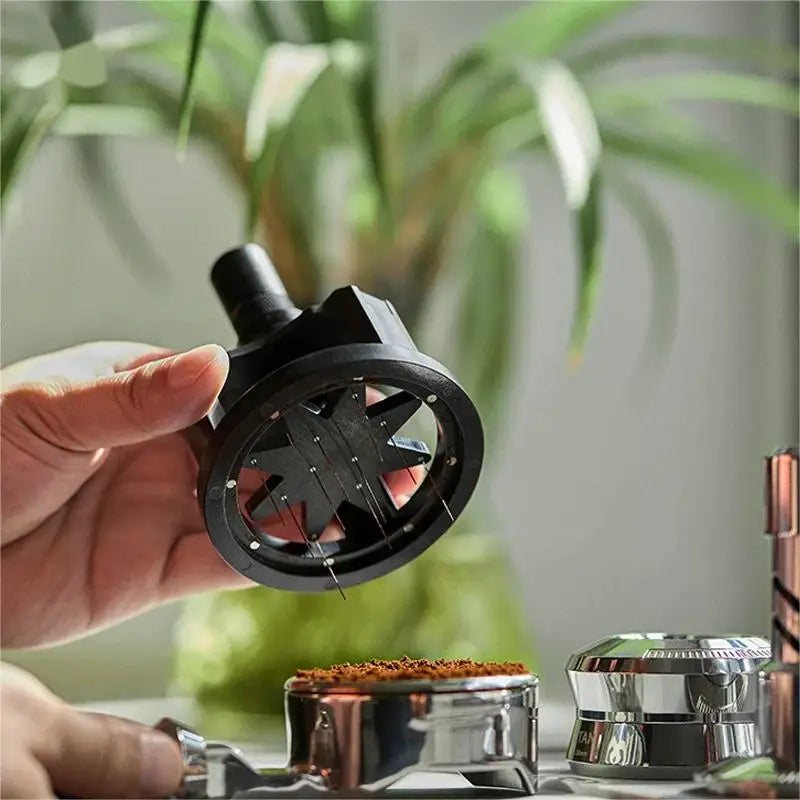 Adjustable Even Coffee Stirring Distribution Tools Rotatable Espresso Hand Tampers for Barista 51/54/58Mm Black
