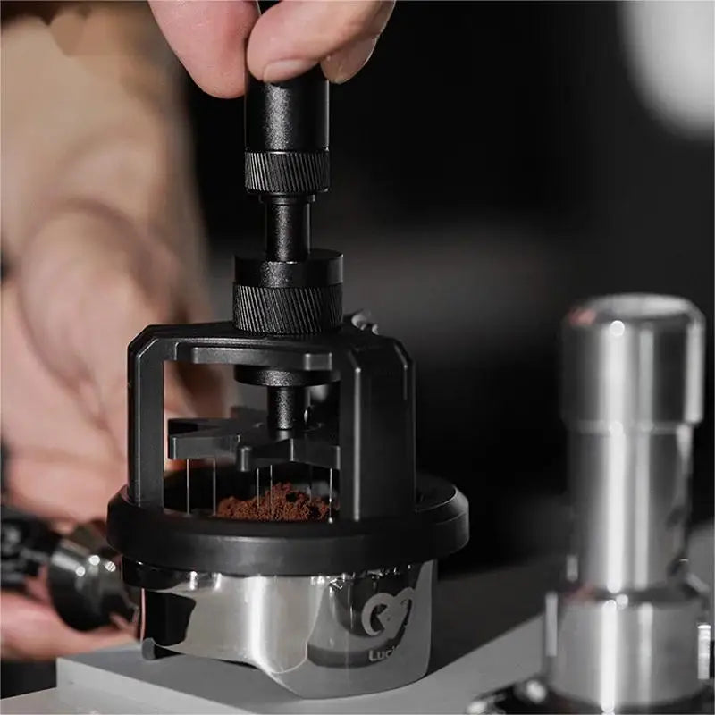 Adjustable Even Coffee Stirring Distribution Tools Rotatable Espresso Hand Tampers for Barista 51/54/58Mm Black