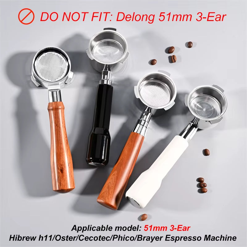 51Mm 3 Ears Bottomless Coffee Portafilter for Homix H11 Oster Cecotec Hibrew Espresso Machine Stainless Steel Coffee Filter Tool