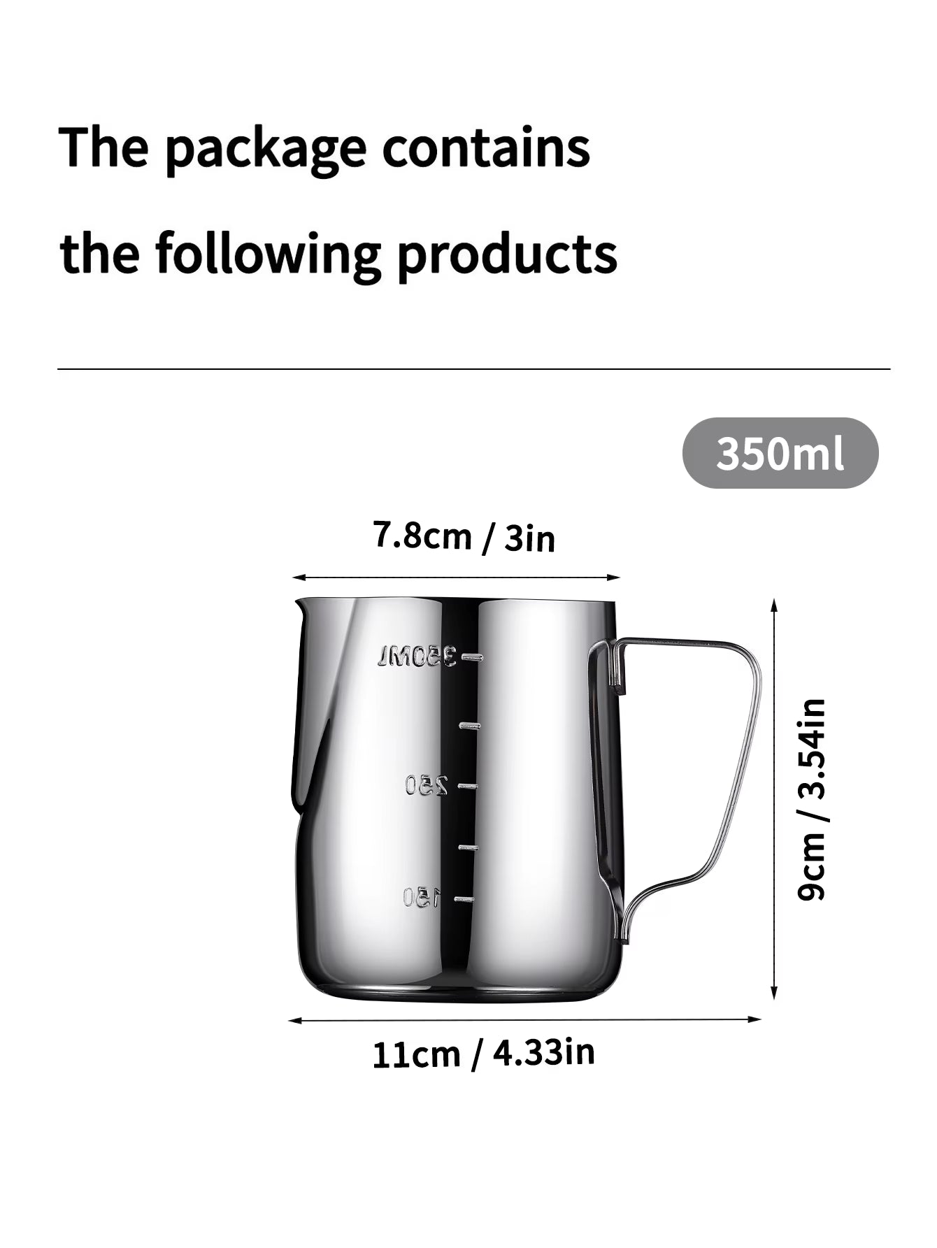 Stainless Steel Milk Frother Jug with Scale Espresso Coffee Milk Frothing for Kitchen Coffee Accessories