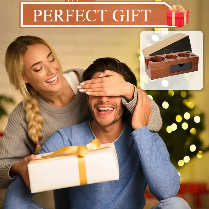 51-58MM Espresso Tamper Station Wooden Coffee Tamper Station with Silicone Mat Anti-Slip Coffee Tamper Holder Barista Accessory