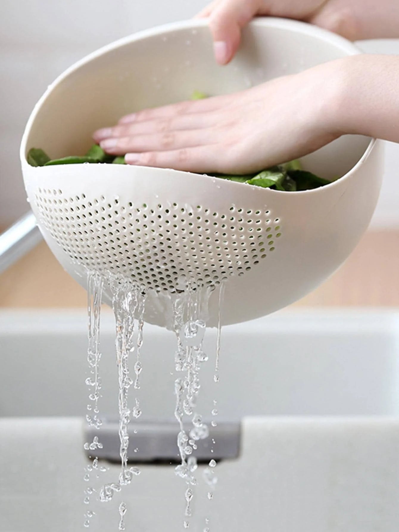 1/3Pcs- Colander Rice Bowl Drain Basket Fruit Bowl Washing Drain Basket with Handle Washing Basket Home Kitchen Organizer