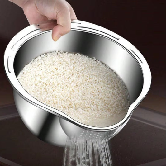 Rice Vegetable Washing Basket Strainer Stainless Steel Bowl Tray Wash Basin Accessories Drain Basket for Kitchen