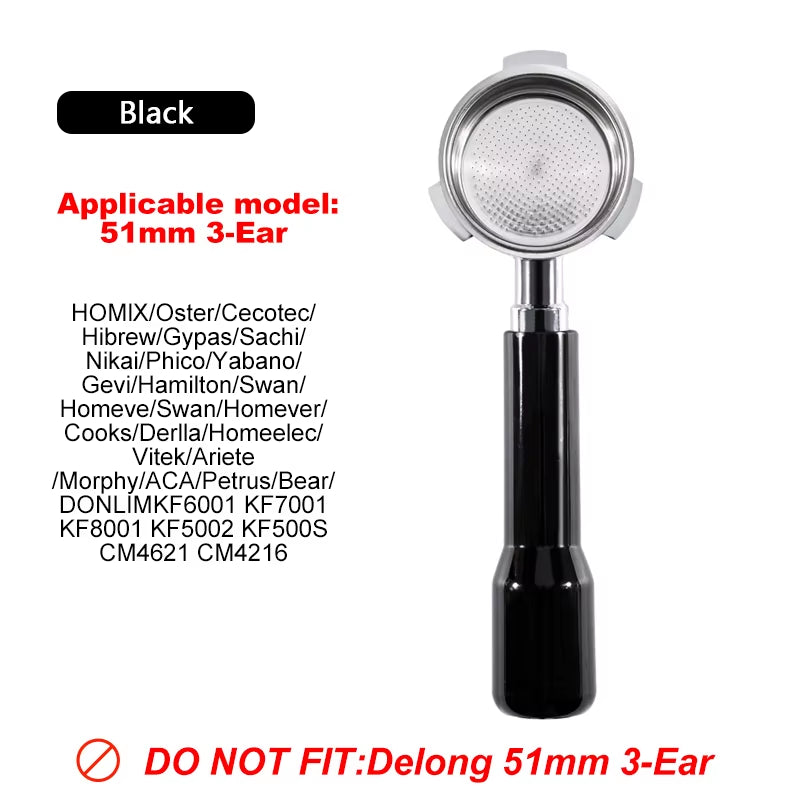 51Mm 3 Ears Bottomless Coffee Portafilter for Homix H11 Oster Cecotec Hibrew Espresso Machine Stainless Steel Coffee Filter Tool