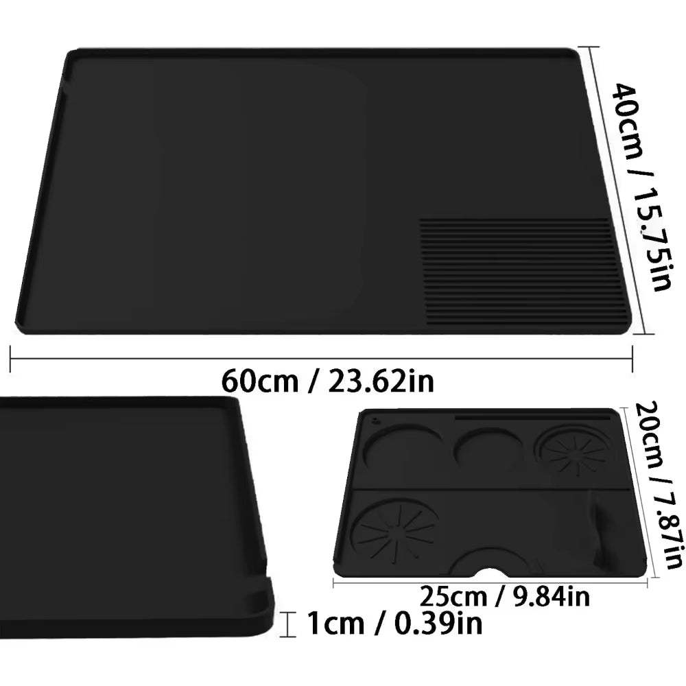 3-In-1 Silicone Coffee Mat Multi-Functional Non-Slip Bar Mat for Countertops for Mess-Free Coffee Station Setup Essential Coffee