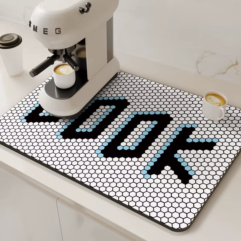 Large Coffee Machine Mat Absorbent Kitchen Dish Drying Mats Quick Dry Drain Pad Tableware Non-Slip Draining Placemat