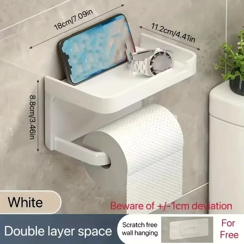 Toilet Paper Holder Plastic Storage Rack Kitchen Towel Placement of Seasoning Bottles Bathroom Wall Roll of Paper Phone Storage