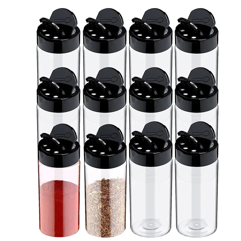Clear Plastic Spice Jar with Shaker Lids Kitchen Seasoning Containers for Kitchen Storing Spice Powders JT198
