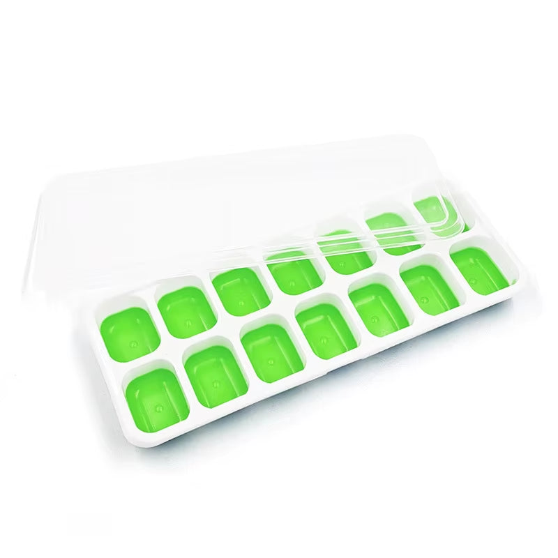Ice Cube Tray Mold with Lid Silicone Square 14 Cube Easy Release Ice Cube Molds Summer Kitchen Bar DIY Iced Cocktail Freeze Tool