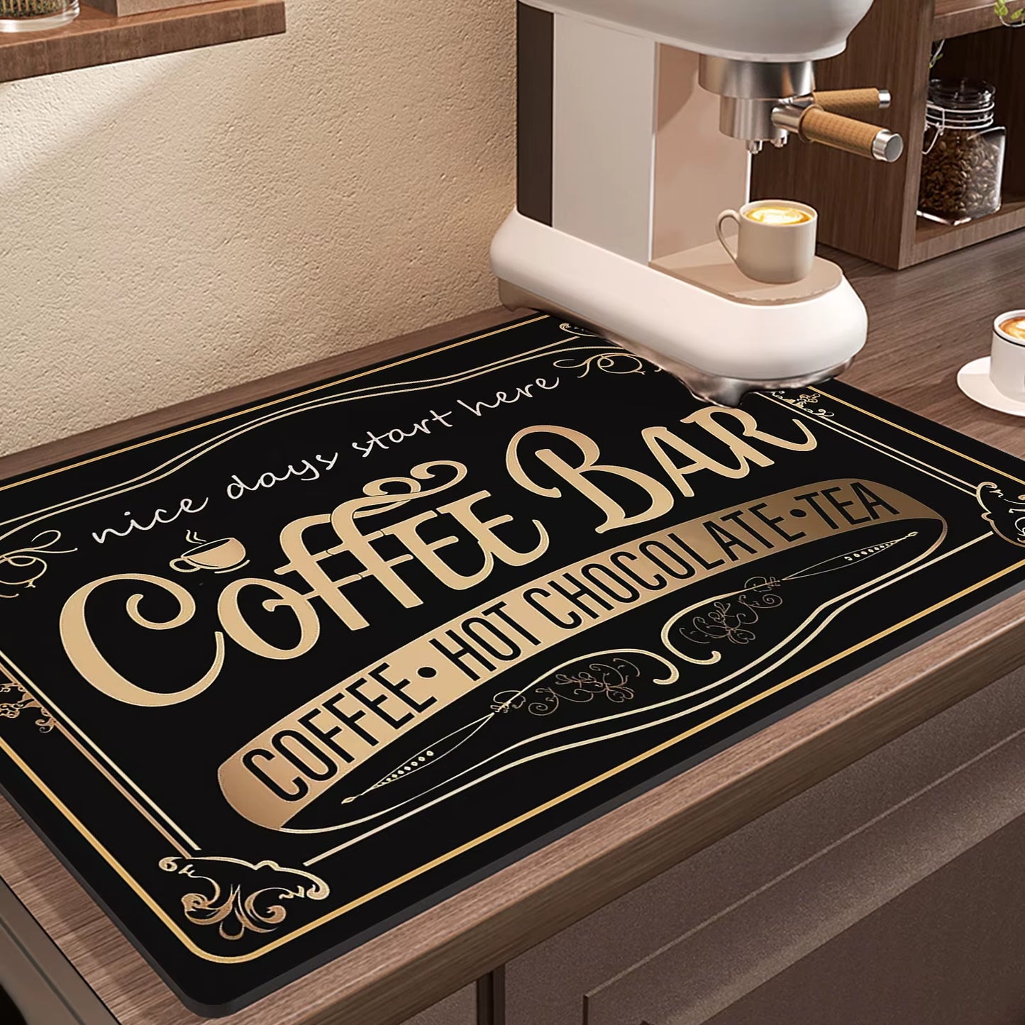 Coffee Machine Mat Absorbent Waterproof Dish Drying Mats for Kitchen Drain Pad Tableware Non-Slip Draining Placemat