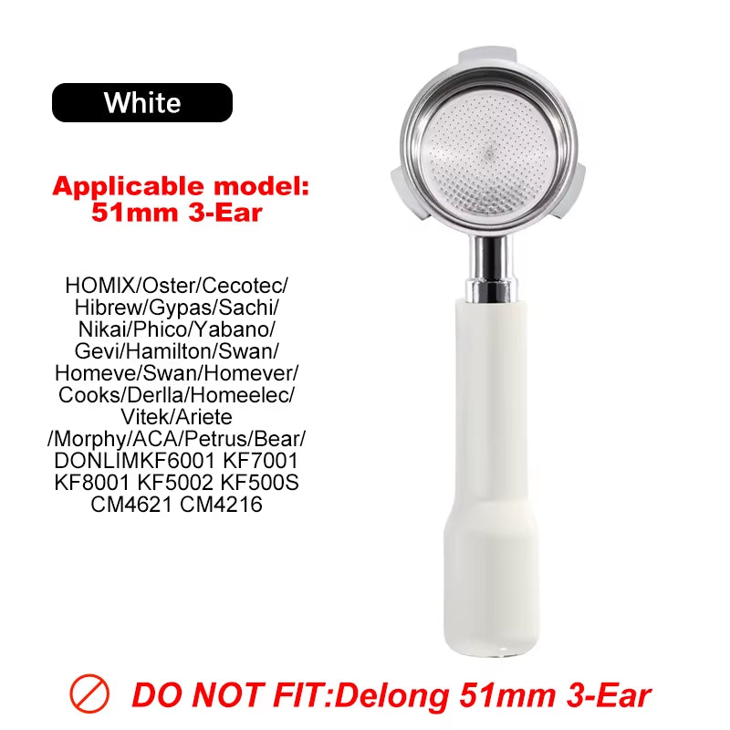 51Mm 3 Ears Bottomless Coffee Portafilter for Homix H11 Oster Cecotec Hibrew Espresso Machine Stainless Steel Coffee Filter Tool
