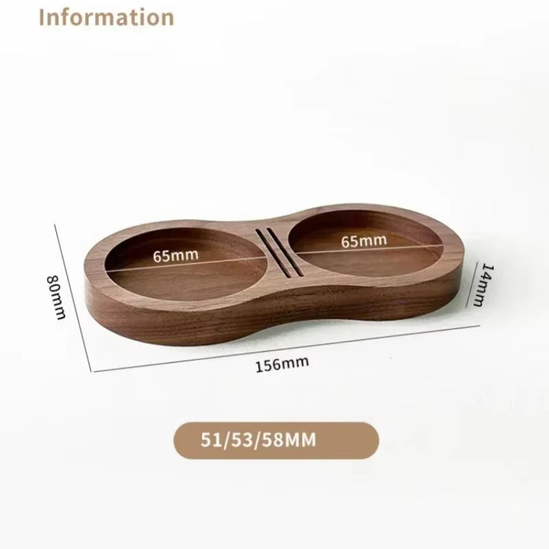 51/53/58MM Walnut Wood Coffee Tamper Mat Station Stand Coffee Powder Base Tamper Storage Pad Filter Screen Holder Coffee Tools