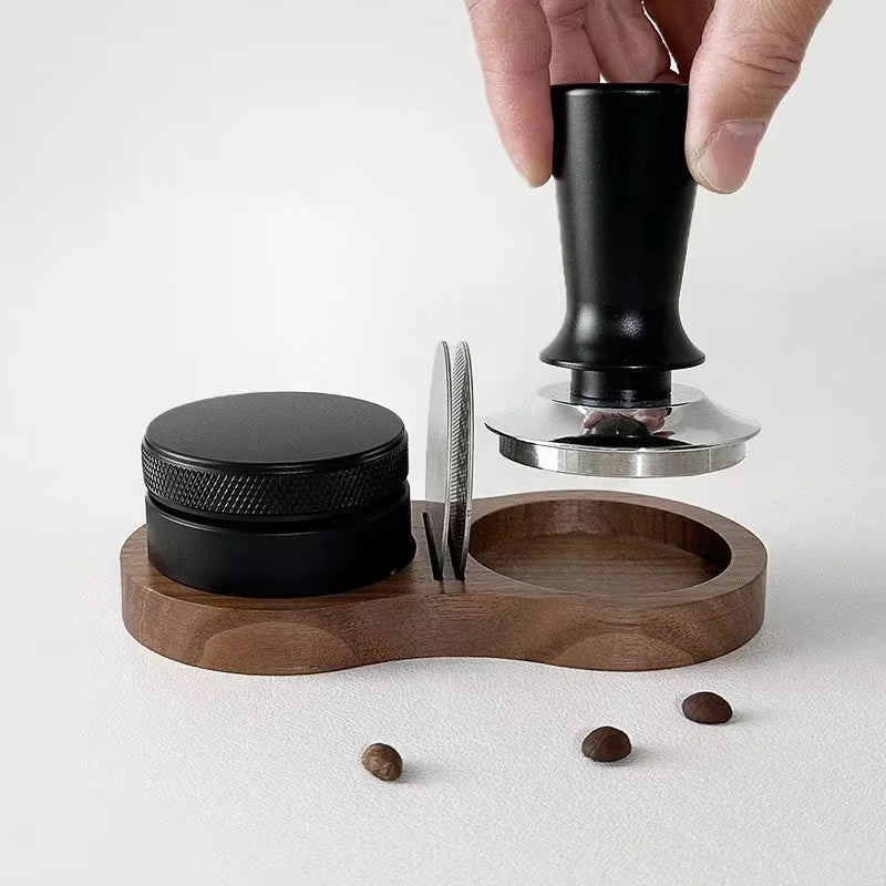 51/53/58MM Walnut Wood Coffee Tamper Mat Station Stand Coffee Powder Base Tamper Storage Pad Filter Screen Holder Coffee Tools