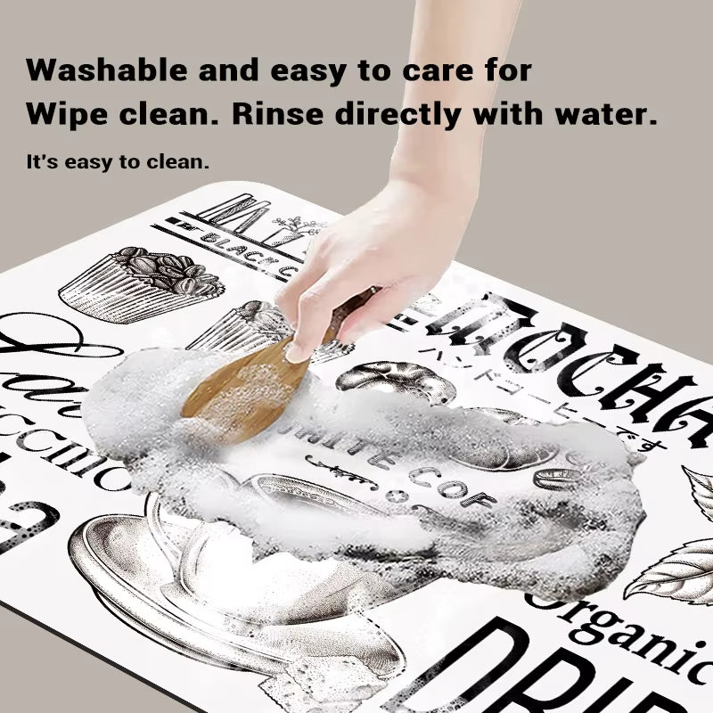 Large Coffee Machine Mat Absorbent Kitchen Dish Drying Mats Quick Dry Drain Pad Tableware Non-Slip Draining Placemat