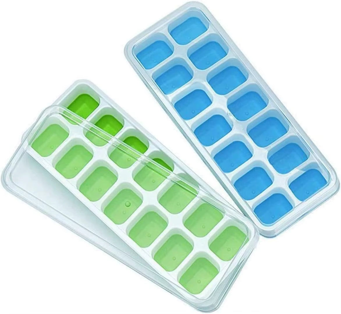 Ice Cube Tray Mold with Lid Silicone Square 14 Cube Easy Release Ice Cube Molds Summer Kitchen Bar DIY Iced Cocktail Freeze Tool