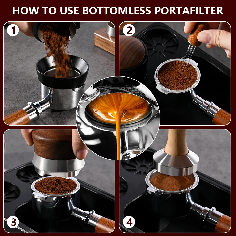 51Mm 3 Ears Bottomless Coffee Portafilter for Homix H11 Oster Cecotec Hibrew Espresso Machine Stainless Steel Coffee Filter Tool