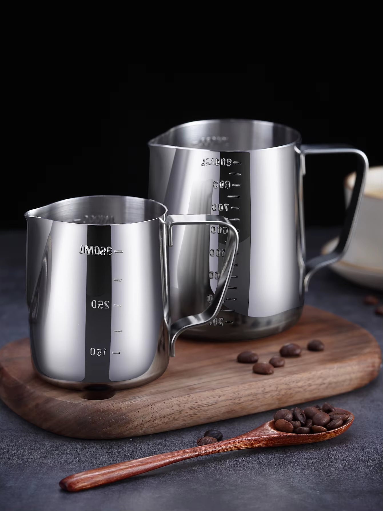 Stainless Steel Milk Frother Jug with Scale Espresso Coffee Milk Frothing for Kitchen Coffee Accessories