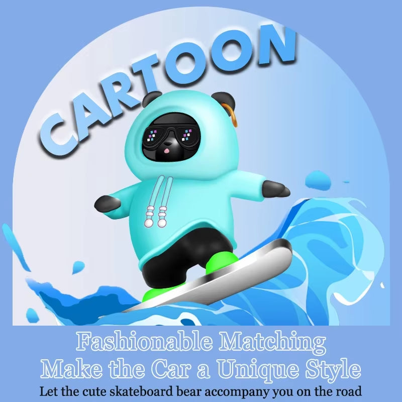 Decorative Skateboarding Bear for Car Dashboard