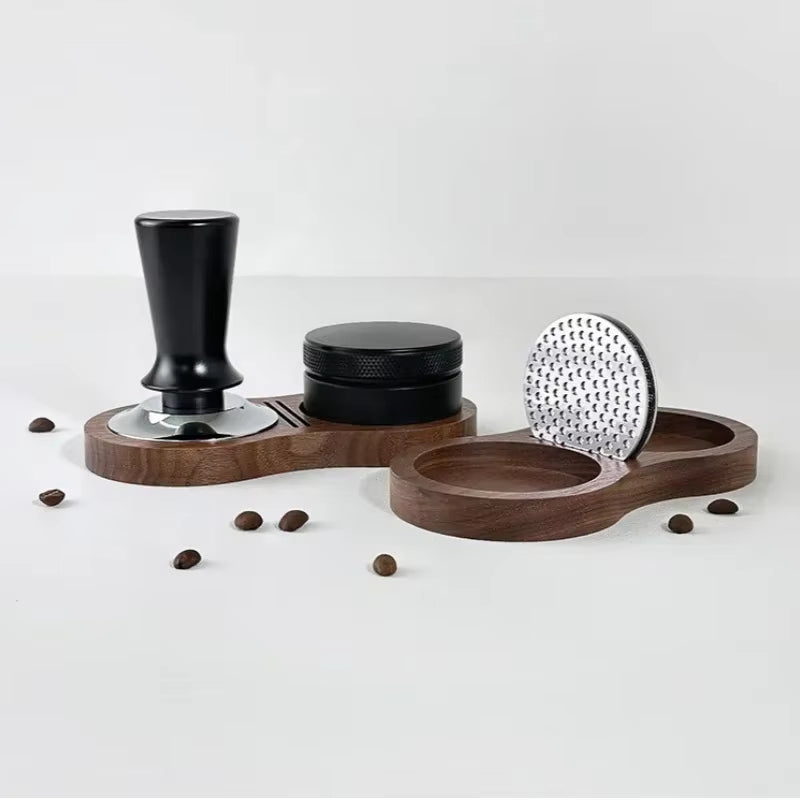 51/53/58MM Walnut Wood Coffee Tamper Mat Station Stand Coffee Powder Base Tamper Storage Pad Filter Screen Holder Coffee Tools